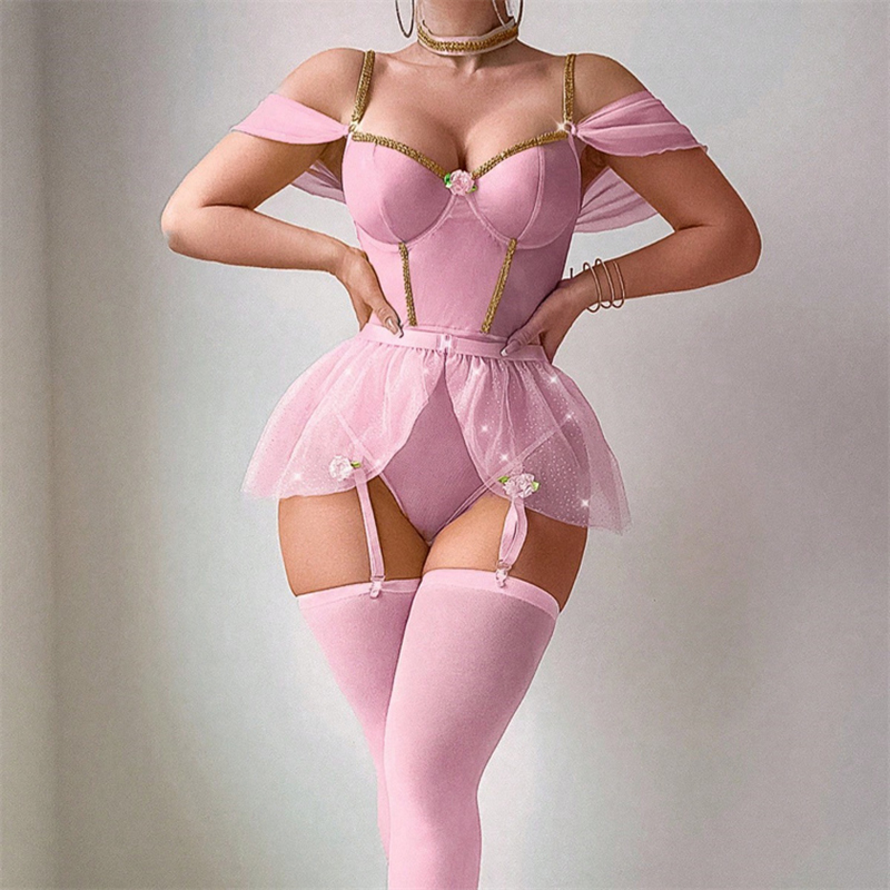 Fishnet Stocking Women - Completo Lingerie Body Lucido Effetto Bagnato
