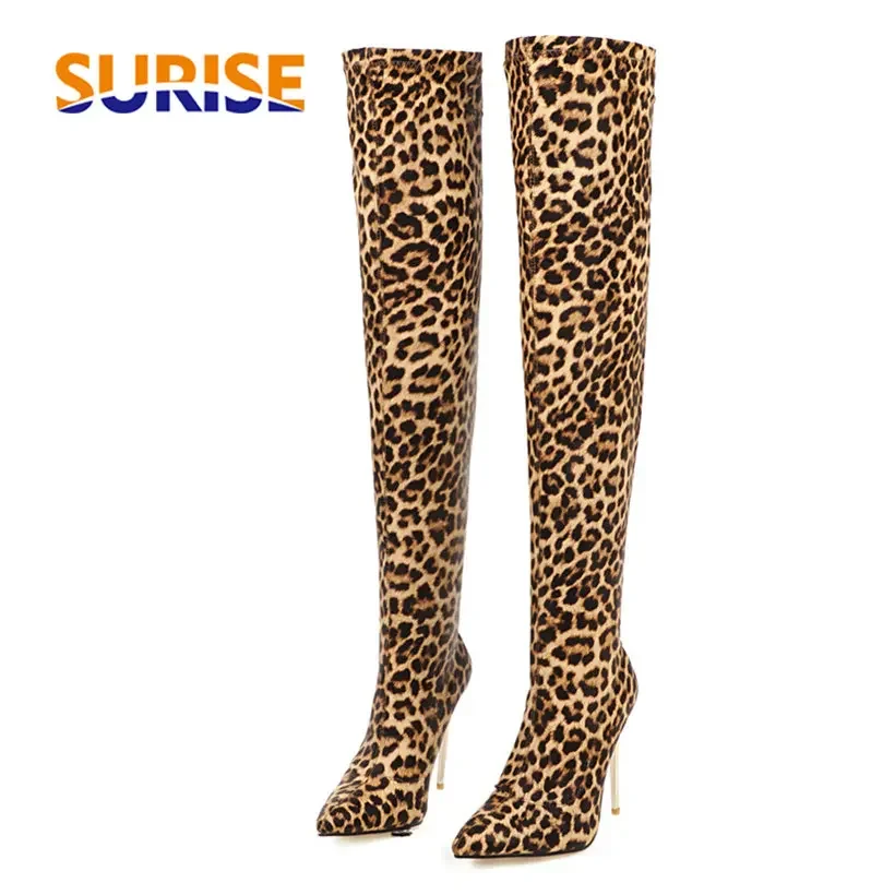 No Show Sock Women - Stivali sopra il ginocchio leopardati elasticizzati